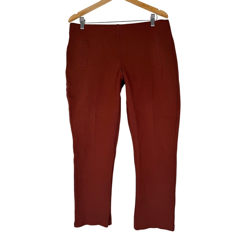 Chico's Ankle Pants Womens 2 Brown‎ Rust Ponte Knit Stretch Straight Leg